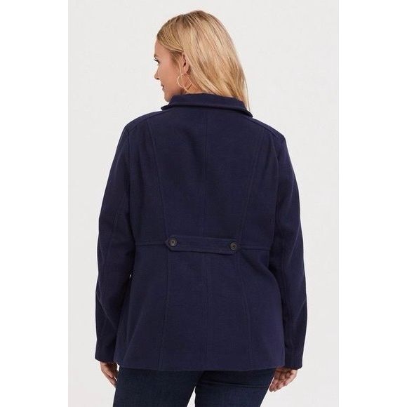 Torrid 4X Navy Blue Peacoat Double Breasted Funnel Neck Winter Jacket Plus Size - Picture 11 of 11